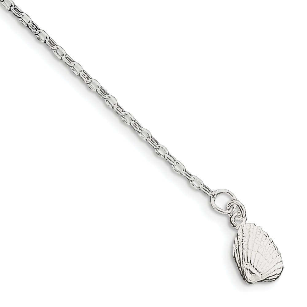 Bonyak Jewelry Sterling Silver 10inch Solid Polished 3-Dimensional Shell Anklet Bonyak Jewelry Sterling Silver 10inch Solid Polished 3-Dimensional Shell Anklet